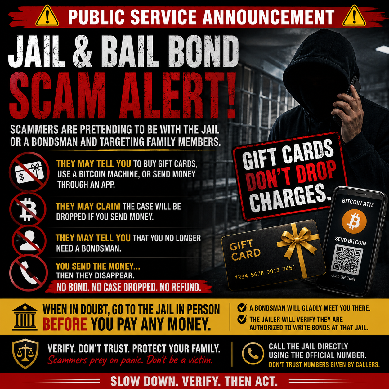 PUBLIC SERVICE ANNOUNCEMENT: Jail & Bail Bond Scams Are Going Around
